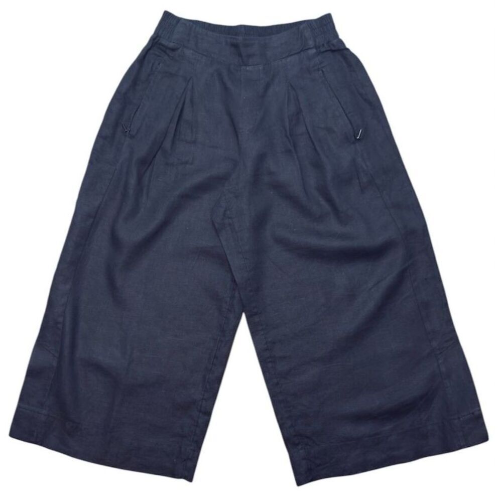 Athleta Playa Linen Wide Leg Crop Pants Black Lagenlook Size: 2/P